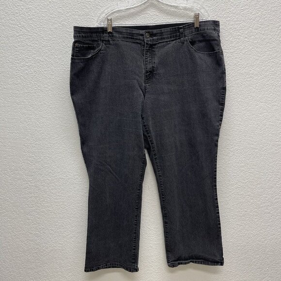 CJ Banks Womens Plus Size 22WP Black Dark Wash Jeans Denim Straight Leg Stretch - Picture 1 of 12